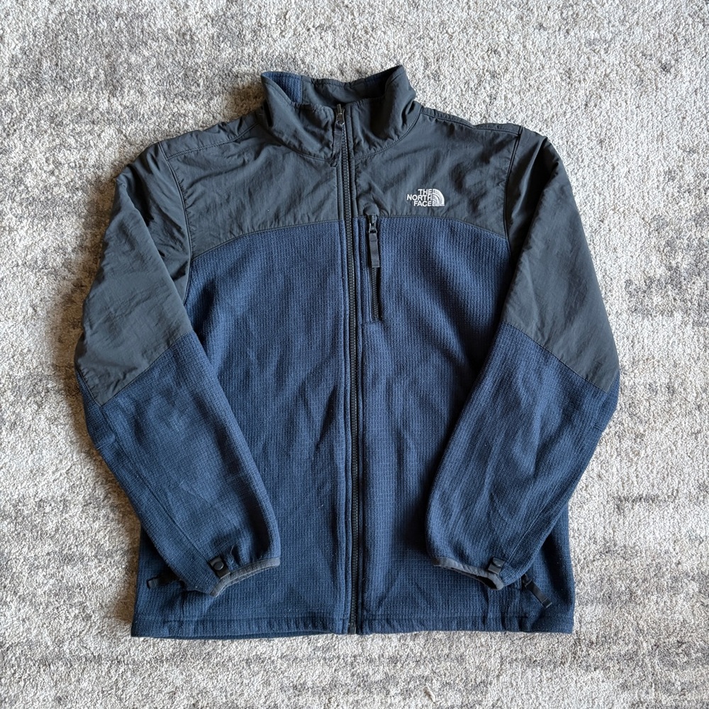 The North Face Navy Blue Waffle Knit Colorblock Windbreaker Jackef